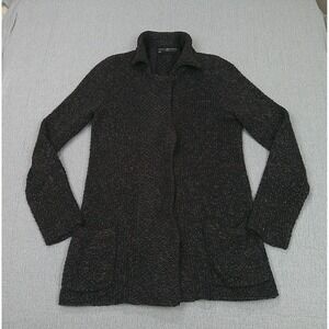 Peruvian Connection Sweater Button Cardigan Women's Black Pima Cotton Small‎